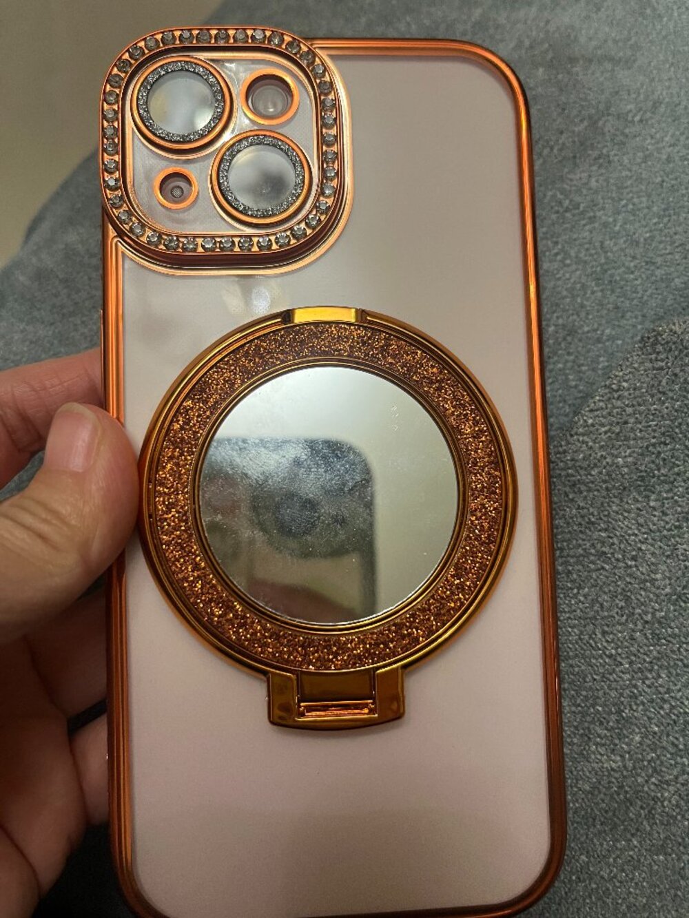 Luxury Gold Glitter Case w/ Mirror Stand